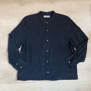 Everlane The Clean Silk Blouson Shirt in Black US 12
